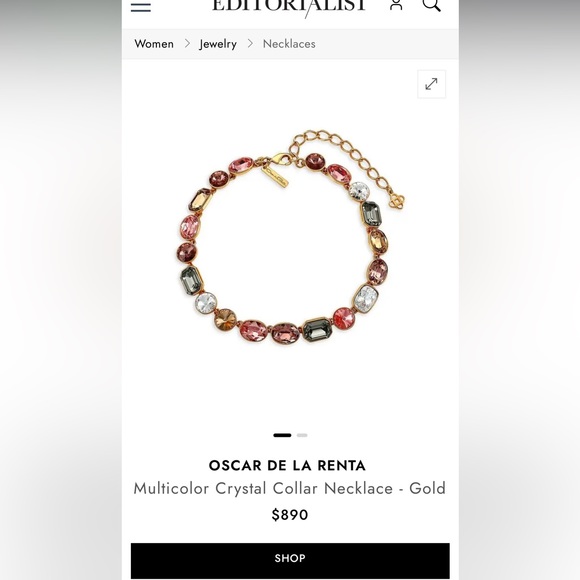 OSCAR DE LA RENTA
Multicolor Crystal Collar Necklace - Gold - Picture 4 of 4